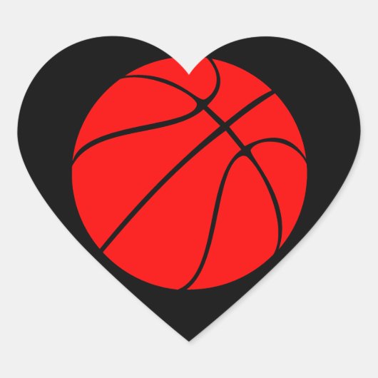 Aangepaste rode Basketball Heart Scrapbook-Sticker Hart Sticker (Voorkant)