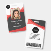aangepaste rode bedrijf medewerker foto, logo, str badge (Voor- en achterkant)