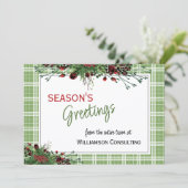 Aangepaste rode bessen Groene Holly Botanische Fol Feestdagenkaart (Staand voorkant)