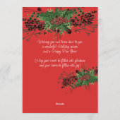 Aangepaste rode bessen Groene Holly Botanische Fol Feestdagenkaart (Achterkant)