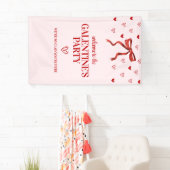 Aangepaste Rode Bow Galentine's Day Party Welkom Spandoek (Insitu)