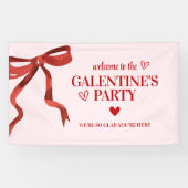 Aangepaste Rode Bow Galentine's Day Party Welkom Spandoek (Horizontaal)