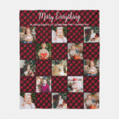 Aangepaste Rode Buffalo Plaid Patchwork Fotocollag Fleece Deken (Voorkant)