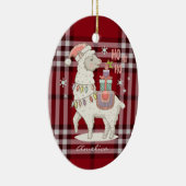 Aangepaste rode buffercontrole Tartan Llama Alpaca Keramisch Ornament (Rechts)
