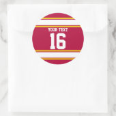 Aangepaste Rode en gouden sportstapes Ronde Sticker (Tas)