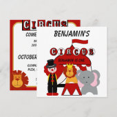 Aangepaste rode en witte Circus Verjaardag uitnodi Kaart (Voorkant / Achterkant)