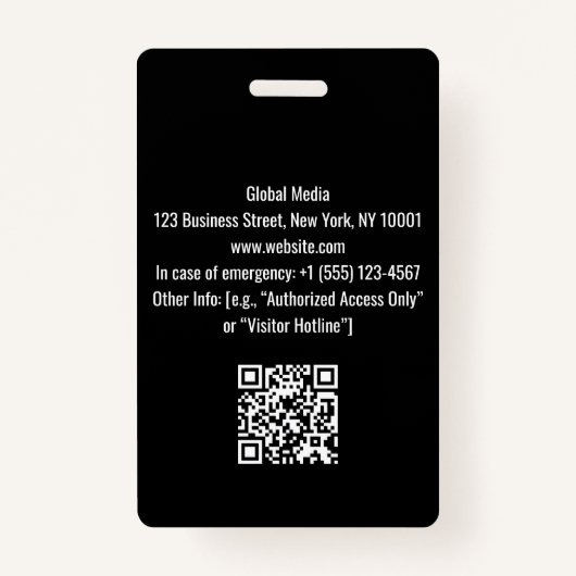 Aangepaste rode en zwarte mediapas | Druk op-id Badge (Achterkant)