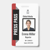 Aangepaste rode en zwarte mediapass | Pers-ID Badge (Voorzijde)
