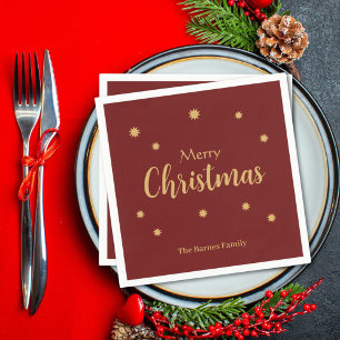 Aangepaste Rode & Gouden Vrolijk Kerstmis Servet