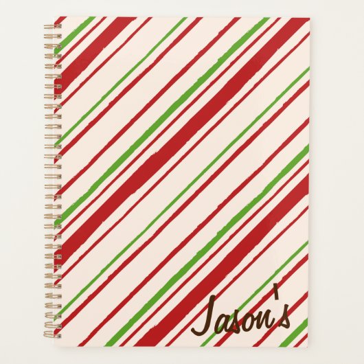 Aangepaste Rode & Groene strepen Planner (Voorkant)