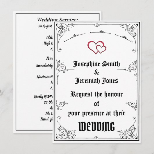 Aangepaste Rode Hart Bruiloft E Kaart Invitation (Voorkant / Achterkant)