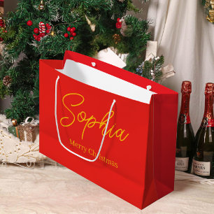 Aangepaste Rode Jute Kerstavond Cadeau 2025 Kerstf Groot Cadeauzakje