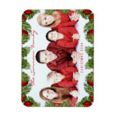 Aangepaste rode kerst familie foto en naam magneet (Verticaal)