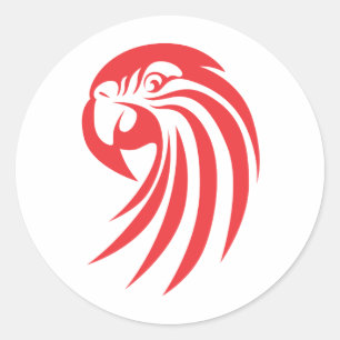 Aangepaste rode Macaw Logo Ronde Sticker