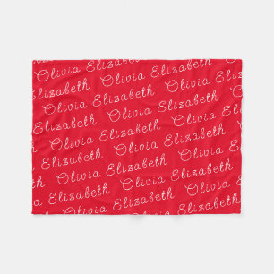 Aangepaste Rode Naam Gepersonaliseerd Baby Meisje Fleece Deken