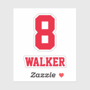 Aangepaste rode naam & nummer, speler sticker