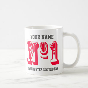 Aangepaste rode nummer 1 sportteamfan gepersonalis koffiemok