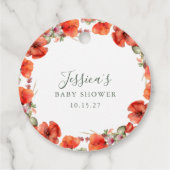 Aangepaste rode papaver tuin bloemig Baby shower Bedankjes Labels (Achterkant)