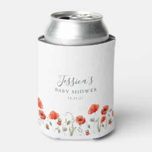 Aangepaste rode papaver tuin bloemig Baby shower Blikjeskoeler