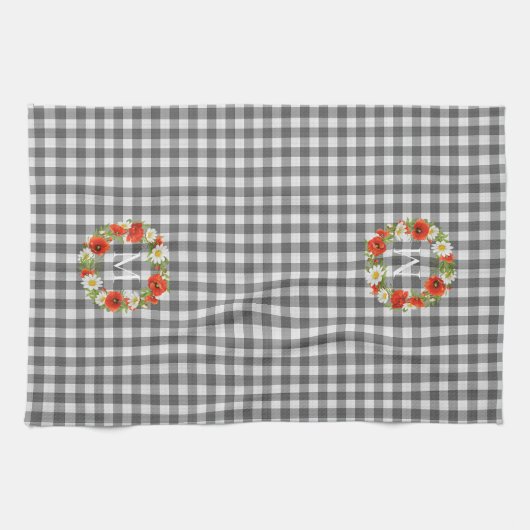 Aangepaste rode papavers Witte Gele Dagen Wreate Theedoek (Horizontaal)