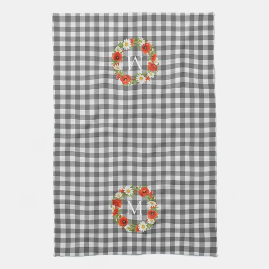 Aangepaste rode papavers Witte Gele Dagen Wreate Theedoek (Verticaal)