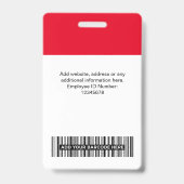 Aangepaste rode personeelsfoto, streepjescode, log badge (Achterkant)