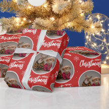 Aangepaste Rode Prettig Kerstmis Eén Cirkel Foto