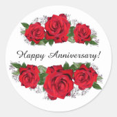 Aangepaste rode roos foto randen ronde sticker (Voorkant)