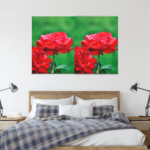 Aangepaste rode roos in volle bloei omringd door w canvas afdruk