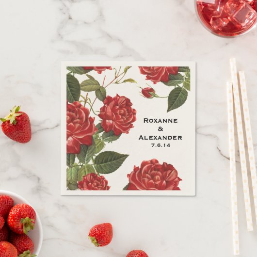 Aangepaste rode Rose Papier servetten (Insitu)