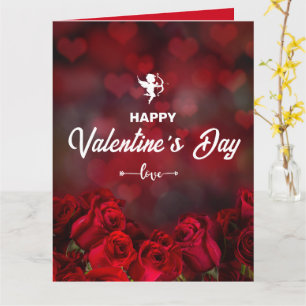 Aangepaste rode rozen Cupid Romantic Trendy Valent Kaart