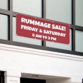 Aangepaste rode Rummage Sale Banner (Buitenkant Gebouw)