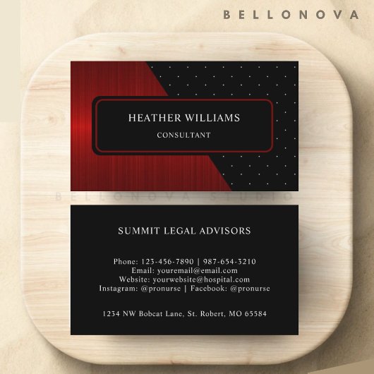 Aangepaste Rode Strepen Zwart Wit Dot Professional Visitekaartje