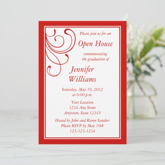 Aangepaste Rode Uitnodiging - Elegant Vlaanderen (Staand voorkant)