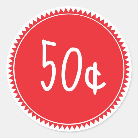 Aangepaste rode verkoopprijs label Ronde Sticker (Voorkant)