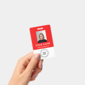 Aangepaste rode werknemer badge met foto, Logo, QR (Handheld)