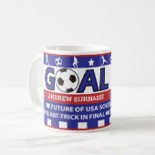 Aangepaste rode witte en blauwe mok voetbal (Voorkant links)