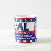 Aangepaste rode witte en blauwe mok voetbal (Center)