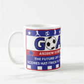 Aangepaste rode witte en blauwe mok voetbal (Links)