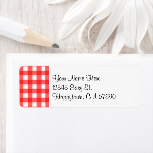 Aangepaste rode witte geruite adreslabels etiket (Insitu)