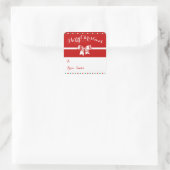 Aangepaste rode witte kerstcadeautenteken, bv. vierkante sticker (Tas)