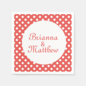 Aangepaste rode & witte polka dot bruid & bruidego servetten (Voorkant)