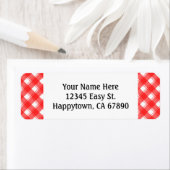 Aangepaste rode witte retro geplakte retour adresl etiket (Insitu)