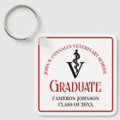 Aangepaste Rode Zwarte Veterinaire School Afstuder Sleutelhanger (Voorkant)