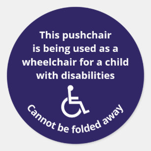 Aangepaste Rolstoel Buggy Kan Niet Worden Ingeklap Ronde Sticker