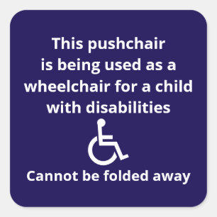 Aangepaste Rolstoel Buggy Kan Niet Worden Ingeklap Vierkante Sticker