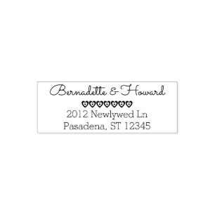 Aangepaste romantische bruiloft   Hearts Retouradr Zelfinktende Stempel