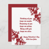 Aangepaste, romantische Valentijnsdag met wensen  Feestdagenkaart (Voorkant / Achterkant)