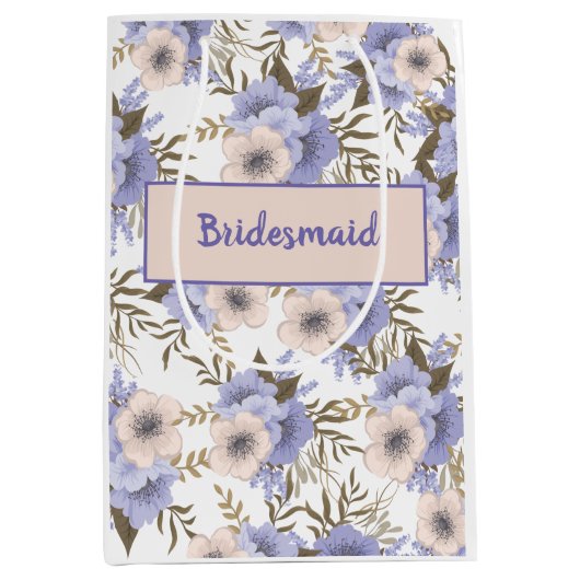 Aangepaste Romantische Violet Sage Botanische Flor Medium Cadeauzakje (Voorkant)