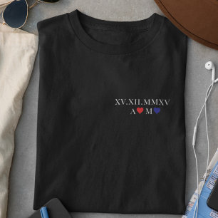 Aangepaste Romeinse Numerieke Datum Jubileum Zwart T-shirt